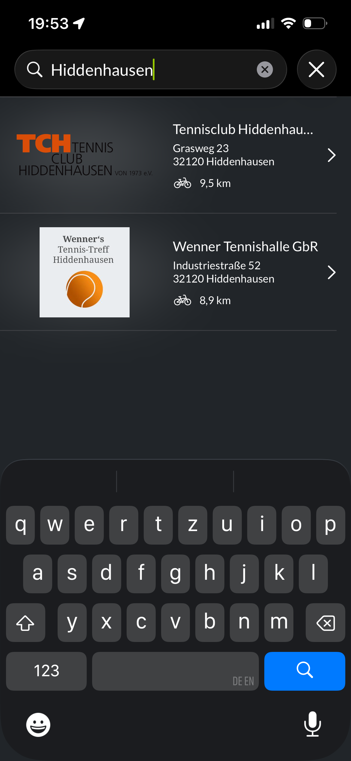 Tennisclub Hiddenhausen in eBuSy suchen